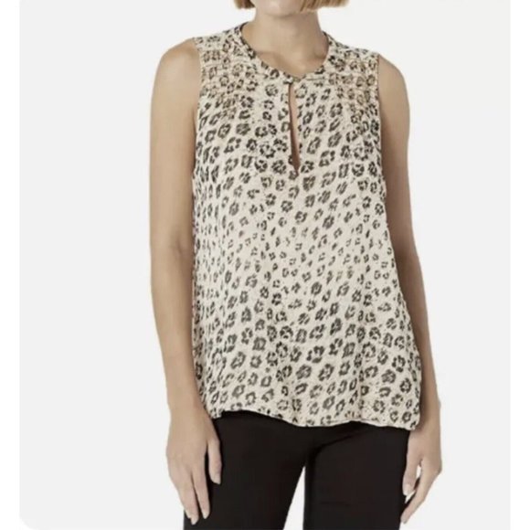 Joie Leopard Print 100% Silk Smocked Corie Keyhole A-line Blouse NEW W/TAG $228 - Picture 2 of 11